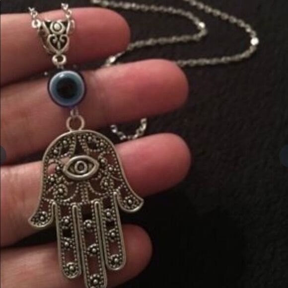 NecklaceβHamsaβEvilEyeZincAlloyΒ 18βCuteβVersatile - Picture 2 of 6